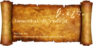 Janecskai Árpád névjegykártya